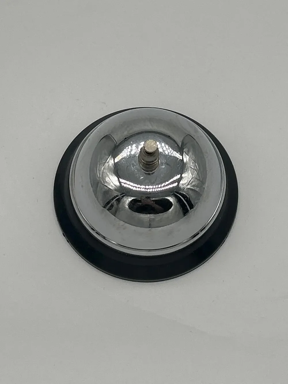 Vintage Chrome Desk Bell Counter Service Bell Black Base Retro Reception Bell